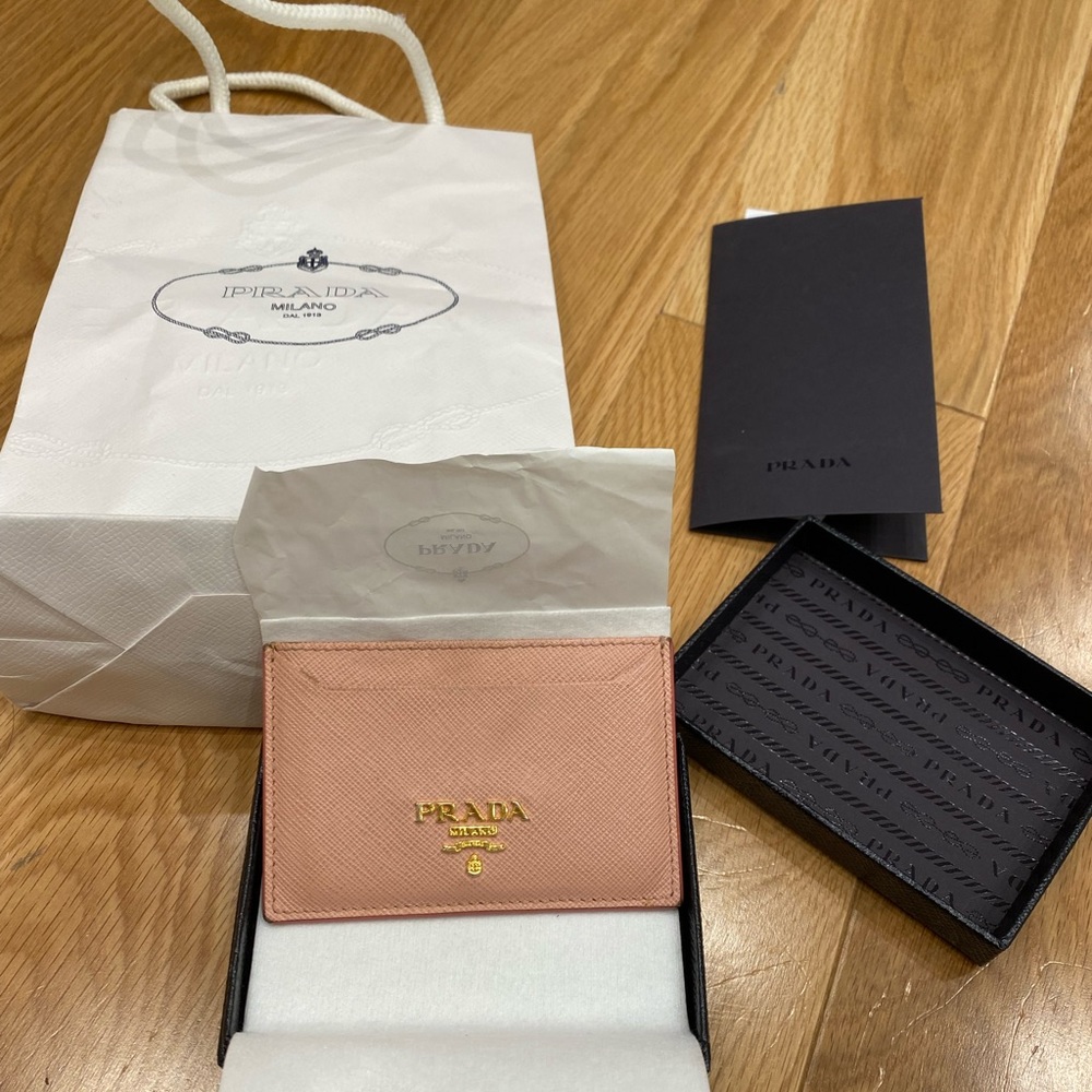 Prada Pink Saffiano Leather Card Holder